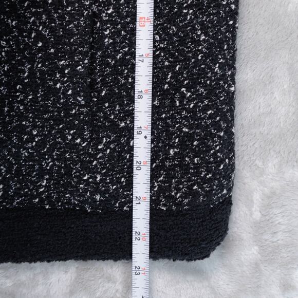 H&M Black White Textured Weave Wool Blend Tweed Lined Jacket Womens Size L - Picture 6 of 14